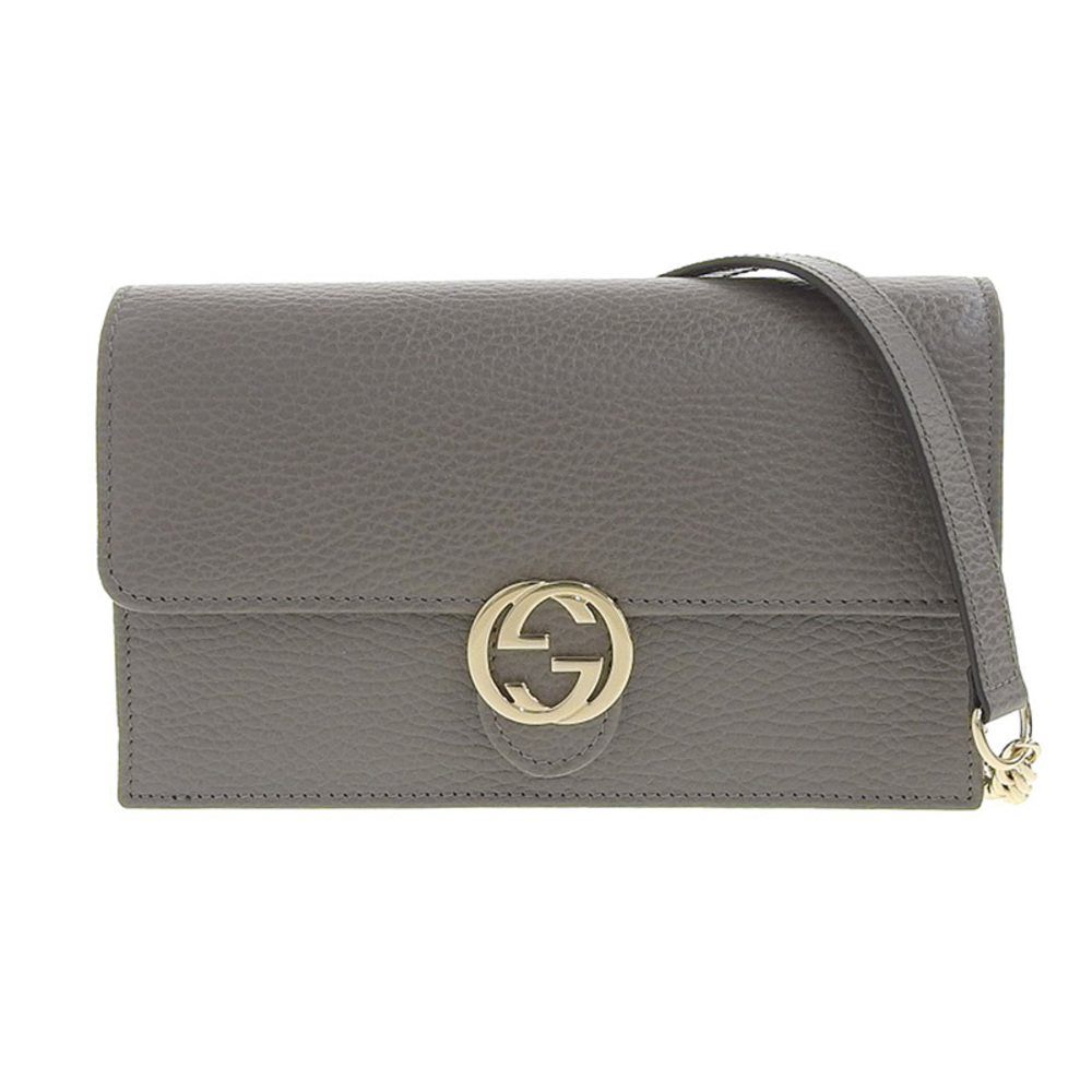 Gucci Interlocking Shoulder Bag Chain Wallet Leat… - image 1